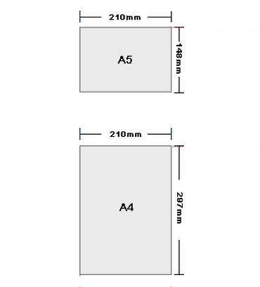 A5纸和A4纸尺寸大小图